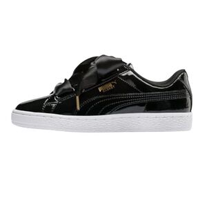 PUMA Basket Heart Black Patent Sneakers